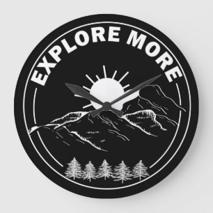 Minimal landscape pine trees forest large clock