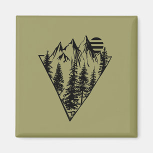 Minimal landscape pine trees forest magnet