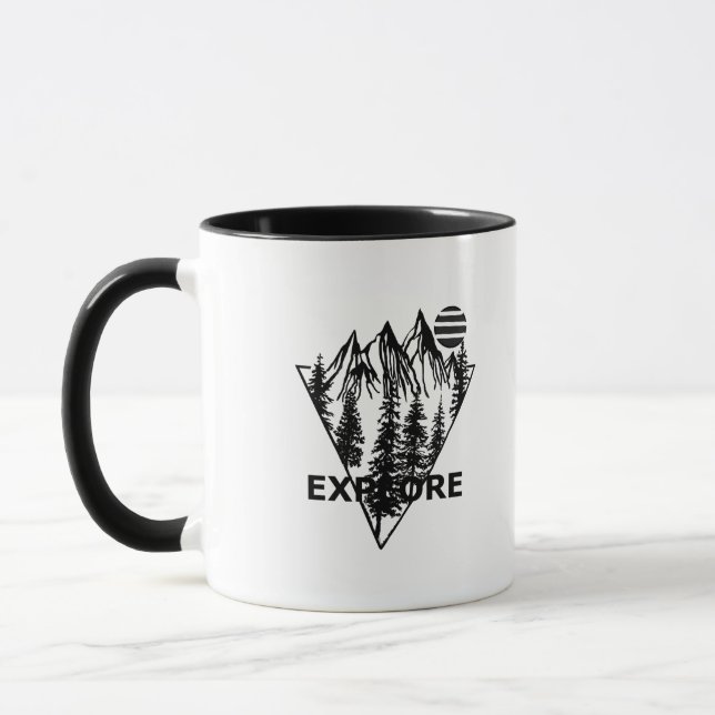 Minimal landscape pine trees forest mug (Left)