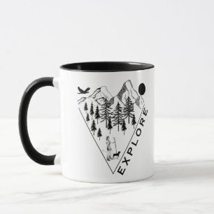 Minimal landscape pine trees forest mug