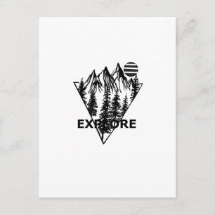 Minimal landscape pine trees forest postcard