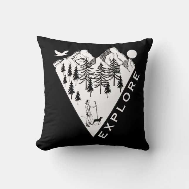 Minimal landscape pine trees forest throw pillow (Front)