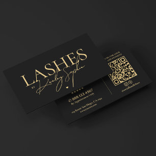 Minimal Lash Artist Elegant Black Business Card