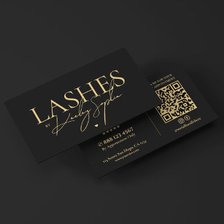 Minimal Lash Artist Elegant Black Business Card