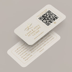 Minimal Lash Extensions Aftercare Guide Sand Card