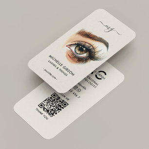 Minimal Lashes Tech Makeup Artist Tan Beige Business Card