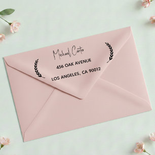 Minimal Laurel Custom Name Address  Self-inking Stamp