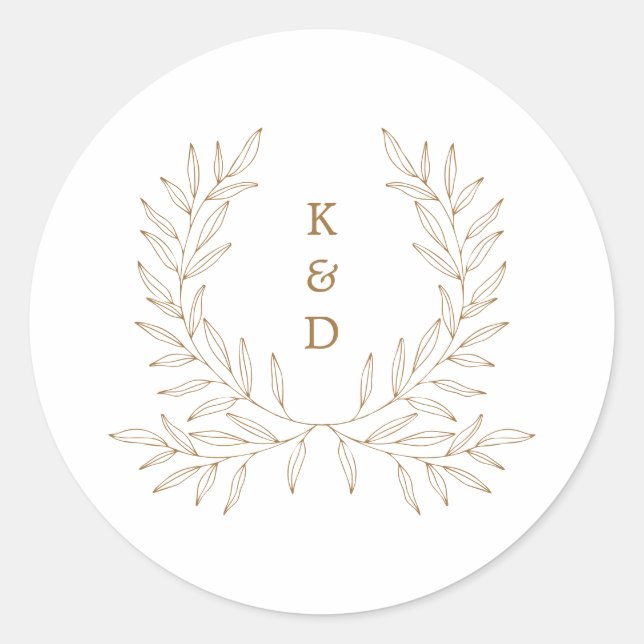 Minimal Laurel Formal Wedding Invitation K310 Clas Classic Round Sticker (Front)