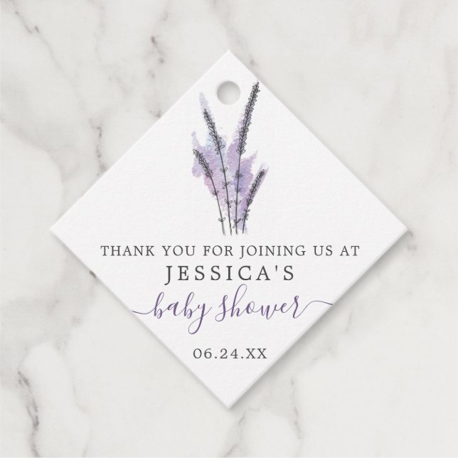 Minimal Lavender Baby Shower Favour Tag (Front)