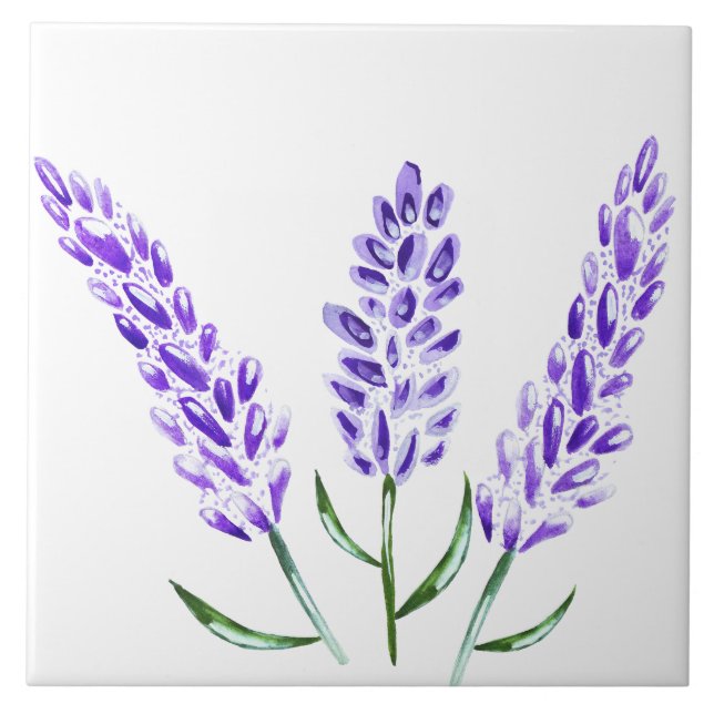 Minimal Lavender Floral Botanical Farmhouse Tile (Front)