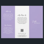 Minimal Lavender Modern Business Brochure<br><div class="desc">Modern and professional purple / lavender trifold brochure flyer featuring a simple and minimal design with your name in an elegant script and contemporary sans serif font. The template includes several divided sections for your services in a minimalist layout. The back has your contact info and optional QR code. If...</div>