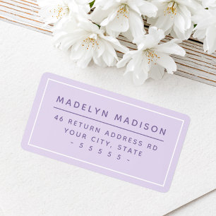 Minimal lavender purple return address label