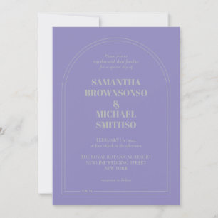 Minimal Lavender Silver Simple Wedding Invitation