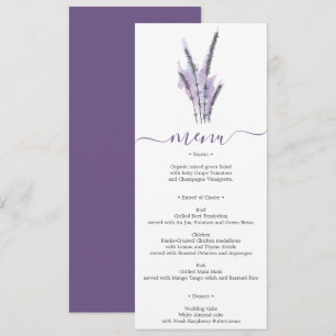 Minimal Lavender Wedding Menu or Bridal Shower Invitation