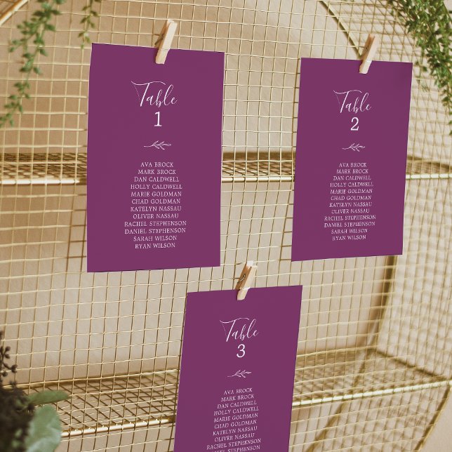 Minimal Leaf Berry Hanging Seating Chart Card (Creator Uploaded)
