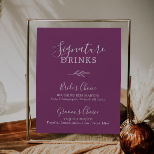 Minimal Leaf   Berry Purple Signature Drinks Poster