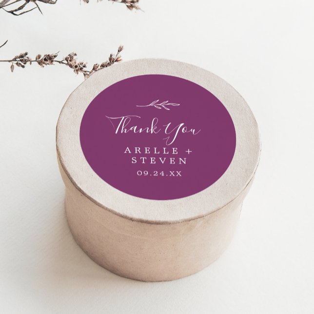 Minimal Leaf Berry Purple Thank You Favour Sticker (Creator Uploaded)