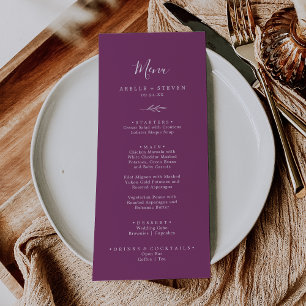 Minimal Leaf   Berry Purple Wedding Dinner Menu