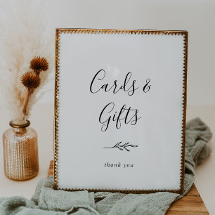 Minimal Leaf   Black and White Cards and Gifts Poster