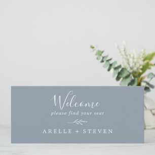 Minimal Leaf Blue and White Seating Chart Header