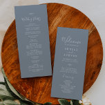 Minimal Leaf | Blue and White Wedding Program<br><div class="desc">This minimal leaf blue and white wedding program is perfect for an elegant wedding. The design features a simple greenery silhouette in white on a dusty blue background with classic minimalist style. Include the name of the couple, the wedding date and location, thank you message, order of service, wedding party...</div>