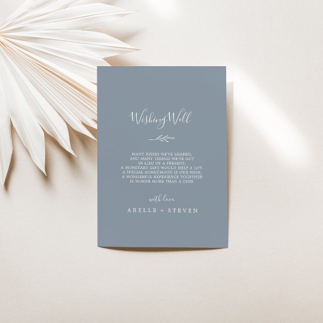 Minimal Leaf | Blue and White Wedding Wishing Well Enclosure Card (Creator Uploaded)
