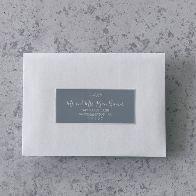 Minimal Leaf | Blue Wedding Guest Address Labels (Creator Uploaded)
