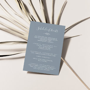 Minimal Leaf Blue Weekend Schedule of Events Enclosure Card