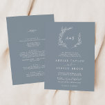 Minimal Leaf | Blue & White All In One Wedding Invitation<br><div class="desc">This minimal leaf blue and white all in one wedding invitation is perfect for an elegant wedding. The design features a simple greenery silhouette in white on a dusty blue background with classic minimalist style. Personalize with the first initials of the bride and groom. Save paper by including the details...</div>