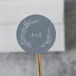 Minimal Leaf   Blue White Monogram Envelope Seals