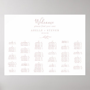Minimal Leaf Blush Pink Alphabetical Seating Chart