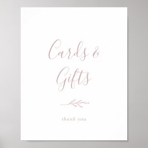 Minimal Leaf Blush Pink Cards and Gifts Sign