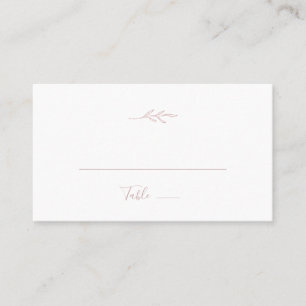 Minimal Leaf   Blush Pink Flat Wedding Place Card