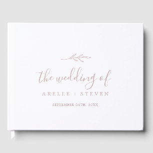 Minimal Leaf   Blush Pink Monogram Back Wedding Guest Book