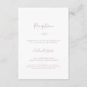 Minimal Leaf Blush Pink Reception Insert Card