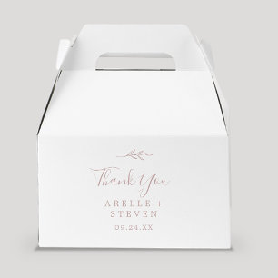 Minimal Leaf   Blush Pink Thank You Wedding Favor Box