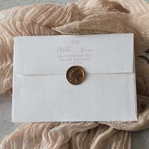 Minimal Leaf   Blush Pink Wedding Invitation Envelope