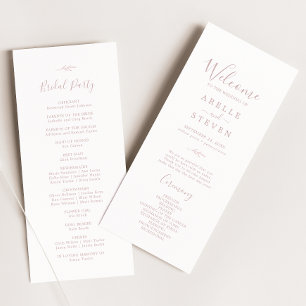 Minimal Leaf   Blush Pink Wedding Program