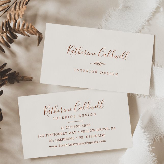 Minimal Leaf | Boho Cream Business Card (Creator Uploaded)