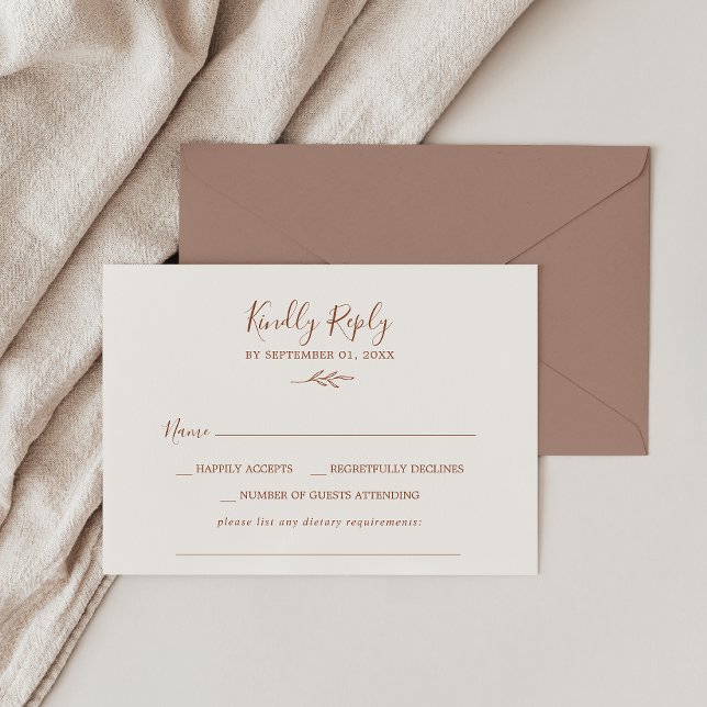 Minimal Leaf | Boho Cream Dietary Requirement RSVP Card (Creator Uploaded)