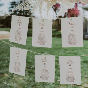 Minimal Leaf Boho Cream Hanging Seating Chart Card