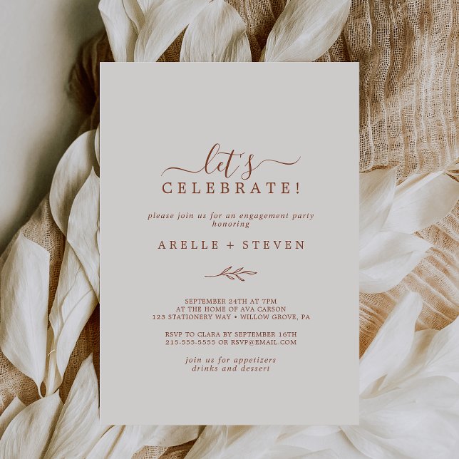 Minimal Leaf | Boho Cream Let's Celebrate Invitation (Creator Uploaded)