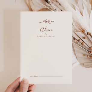 Minimal Leaf Boho Cream Wedding Advice Card