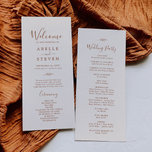 Minimal Leaf   Boho Cream Wedding Program