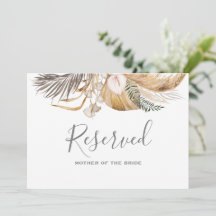 Minimal Leaf Boho Floral Wedding reserved sign 