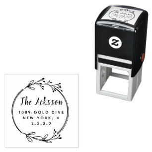Minimal Leaf Circular Address Self-inking Stamp