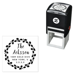 Minimal Leaf Circular Address Self-inking Stamp