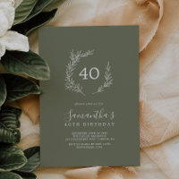 Minimal Leaf | Dark Green 40th Birthday