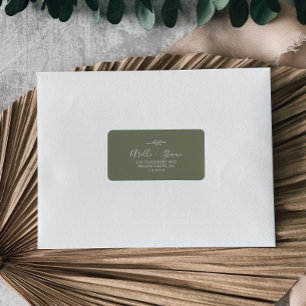 Minimal Leaf Dark Green Address Labels