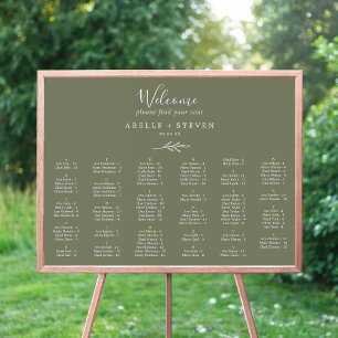 Minimal Leaf Dark Green Alphabetical Seating Chart